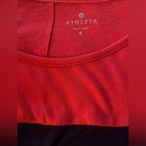 Athleta long-sleeve top, size small. Red and navy, very soft and comfortable!